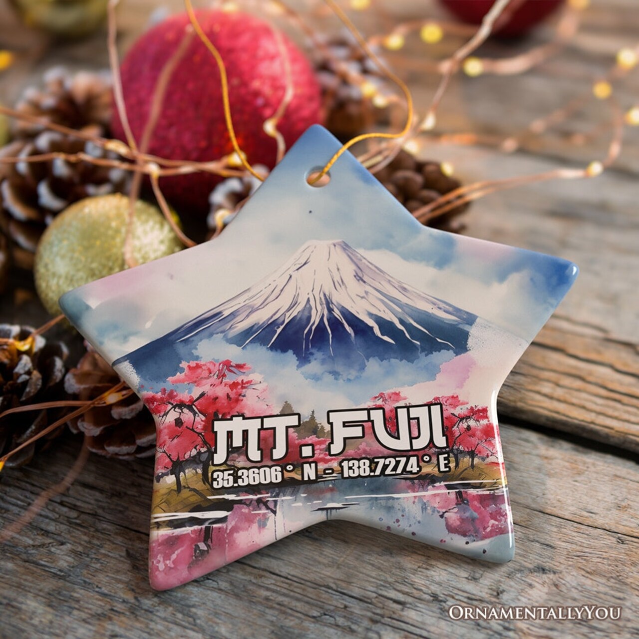 Incredible Mt. Fuji Ceramic Ornament, Vintage Japan Souvenir and Christmas Decor